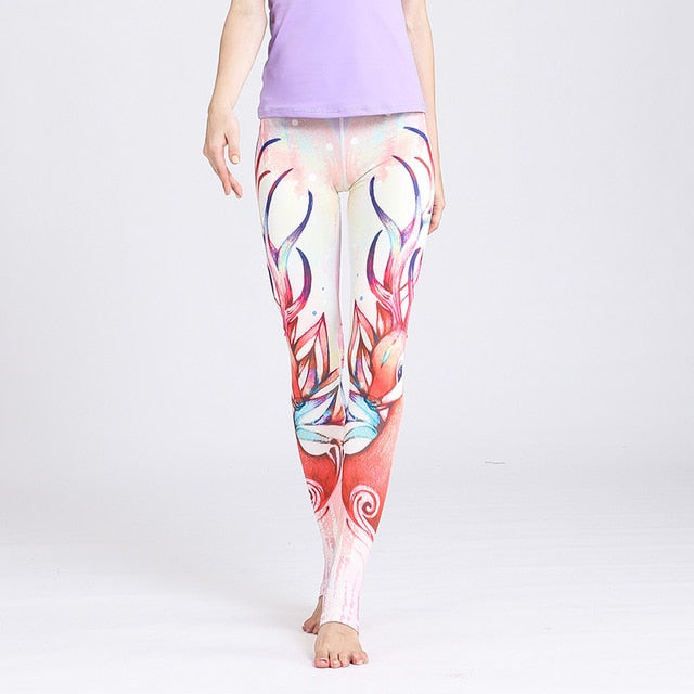 Women Leggings Gym Elastic Prints Long Tights