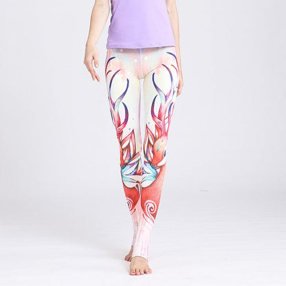 Women Leggings Gym Elastic Prints Long Tights