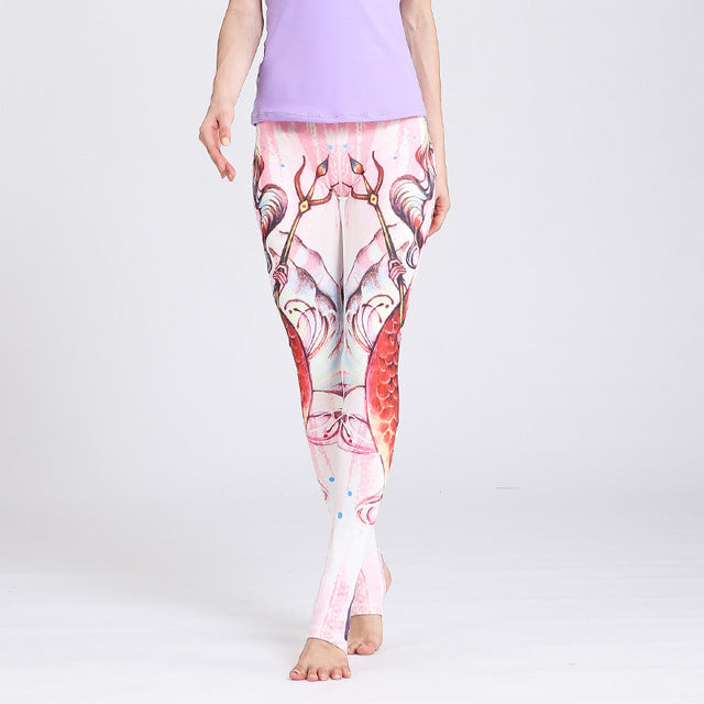 Women Leggings Gym Elastic Prints Long Tights