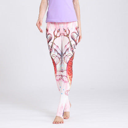 Women Leggings Gym Elastic Prints Long Tights