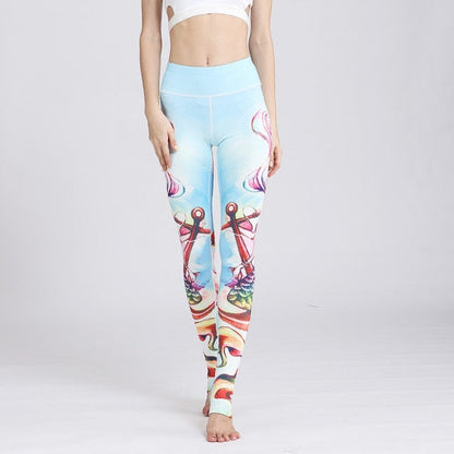 Women Leggings Gym Elastic Prints Long Tights