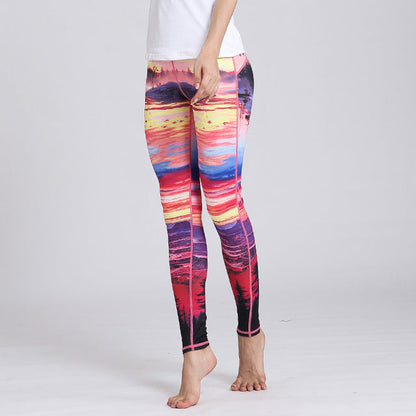 Fast Dry Women Yoga Pants Workout Print Gym Leggings