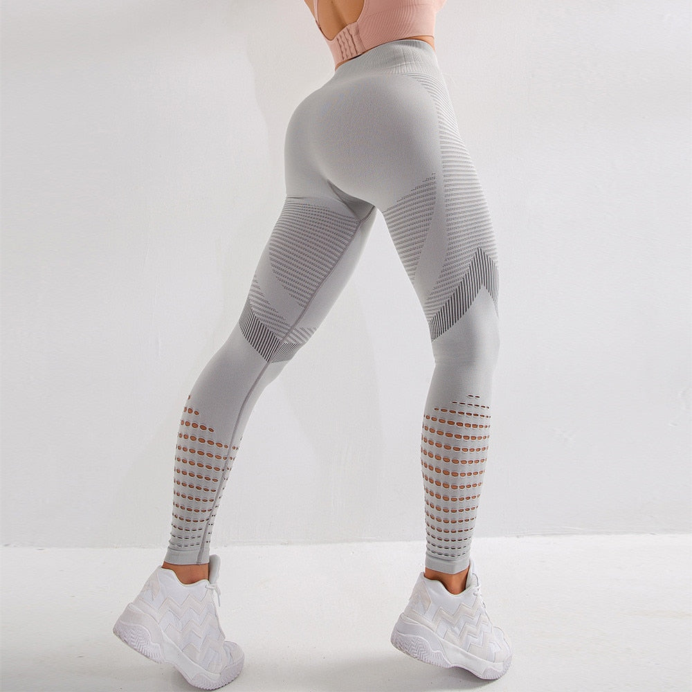 Hollow Out Fitness Gym Leggings Women Seamless Energy Tights Workout Running Activewear Yoga Pants Sport Trainning Wear