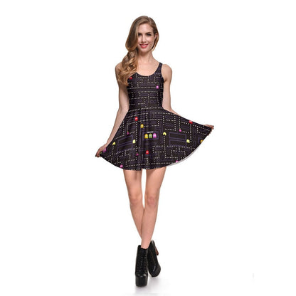 Fashion Women Casual Work Dresses Fit and Flare Digital Printing Muzman SKATER DRESS Vestidos