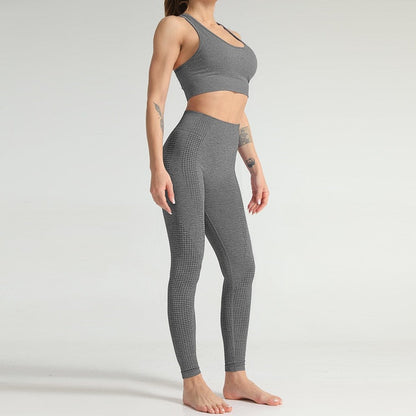 Lycra Seamless 2PCS Women Yoga Set Gym Clothing Fitness Leggings+Cropped Shirts Sport Suit Women Long Sleeve Tracksuit Active