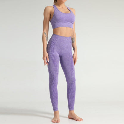 Lycra Seamless 2PCS Women Yoga Set Gym Clothing Fitness Leggings+Cropped Shirts Sport Suit Women Long Sleeve Tracksuit Active