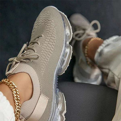 Mesh Air-Cushion Women Sneakers White Women's Sports Shoes Platform Knitted Running Shoes Lightweight Summer Autumn