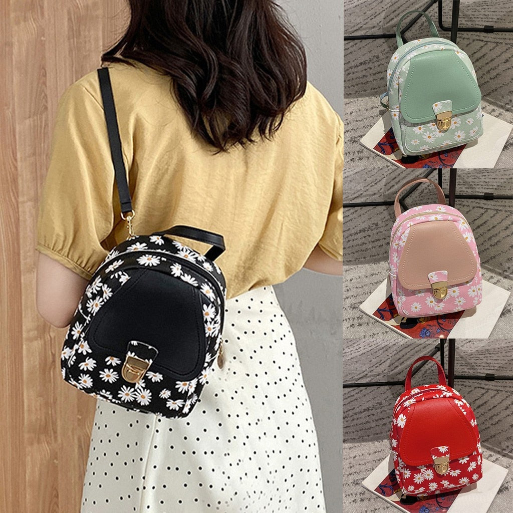 Small flower Backpack Fashion Lady Backpack Mini Soft Multifunction Small Backpack Women Lady Shoulder Bag Women