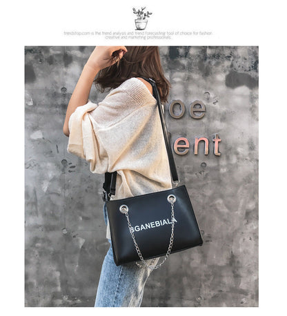 Fashion Women Bags Shoulder Crossbody Hand Long Chain Letter Printed Club Bucket Bag Girls Teenagers Handbag Female Luxury Tote
