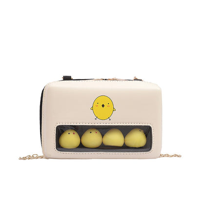 Fashipn Bags For Women Cute Chick Decor Transparent Small Square Bag Female Chain Shoulder Bag Casual Crossbody Bags Clutch