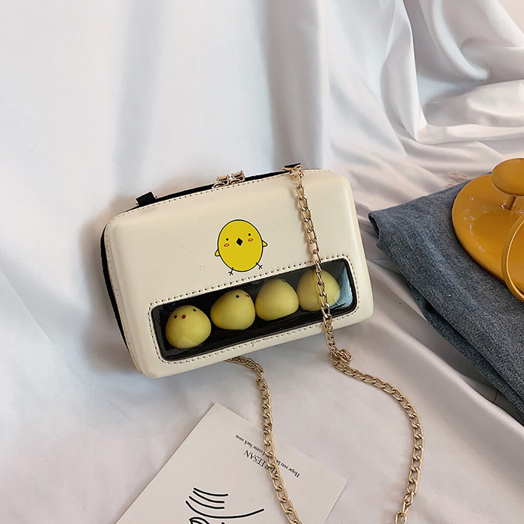 Fashipn Bags For Women Cute Chick Decor Transparent Small Square Bag Female Chain Shoulder Bag Casual Crossbody Bags Clutch