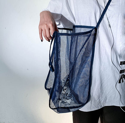 Women Mesh Shoulder Bag Extra Large Capacity Handbag Solid Beach Bags Female Big Tote Ladies Simple Shopping Bag