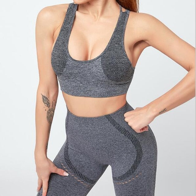 Seamless Yoga Set Women Gym Clothes Bra And Shorts Sportswear Running Dance Training Suit Patchwork Fashion Tracksuit Casual