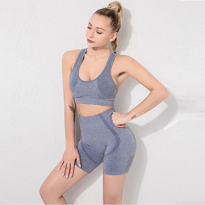 Seamless Yoga Set Women Gym Clothes Bra And Shorts Sportswear Running Dance Training Suit Patchwork Fashion Tracksuit Casual