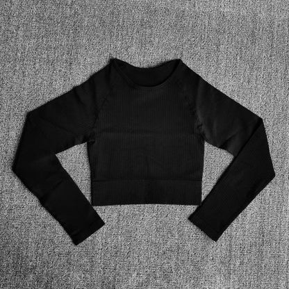 Yoga Sports Crop Top Long Sleeve Gym Women&#39;s Seamless T-shirt Fitness Woman Sport T-shirt Workout Tops For Women&#39;s Sportswear