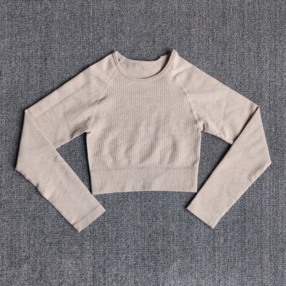 Yoga Sports Crop Top Long Sleeve Gym Women&#39;s Seamless T-shirt Fitness Woman Sport T-shirt Workout Tops For Women&#39;s Sportswear