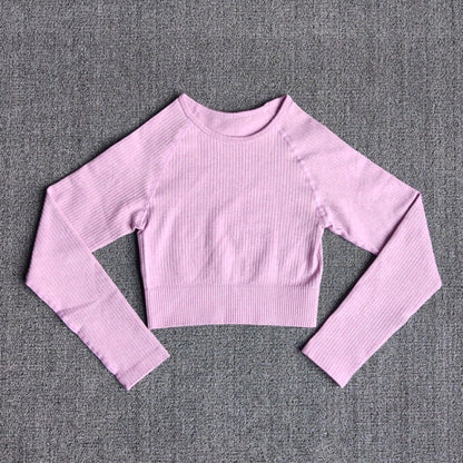 Yoga Sports Crop Top Long Sleeve Gym Women&#39;s Seamless T-shirt Fitness Woman Sport T-shirt Workout Tops For Women&#39;s Sportswear