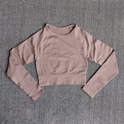 Yoga Sports Crop Top Long Sleeve Gym Women&#39;s Seamless T-shirt Fitness Woman Sport T-shirt Workout Tops For Women&#39;s Sportswear