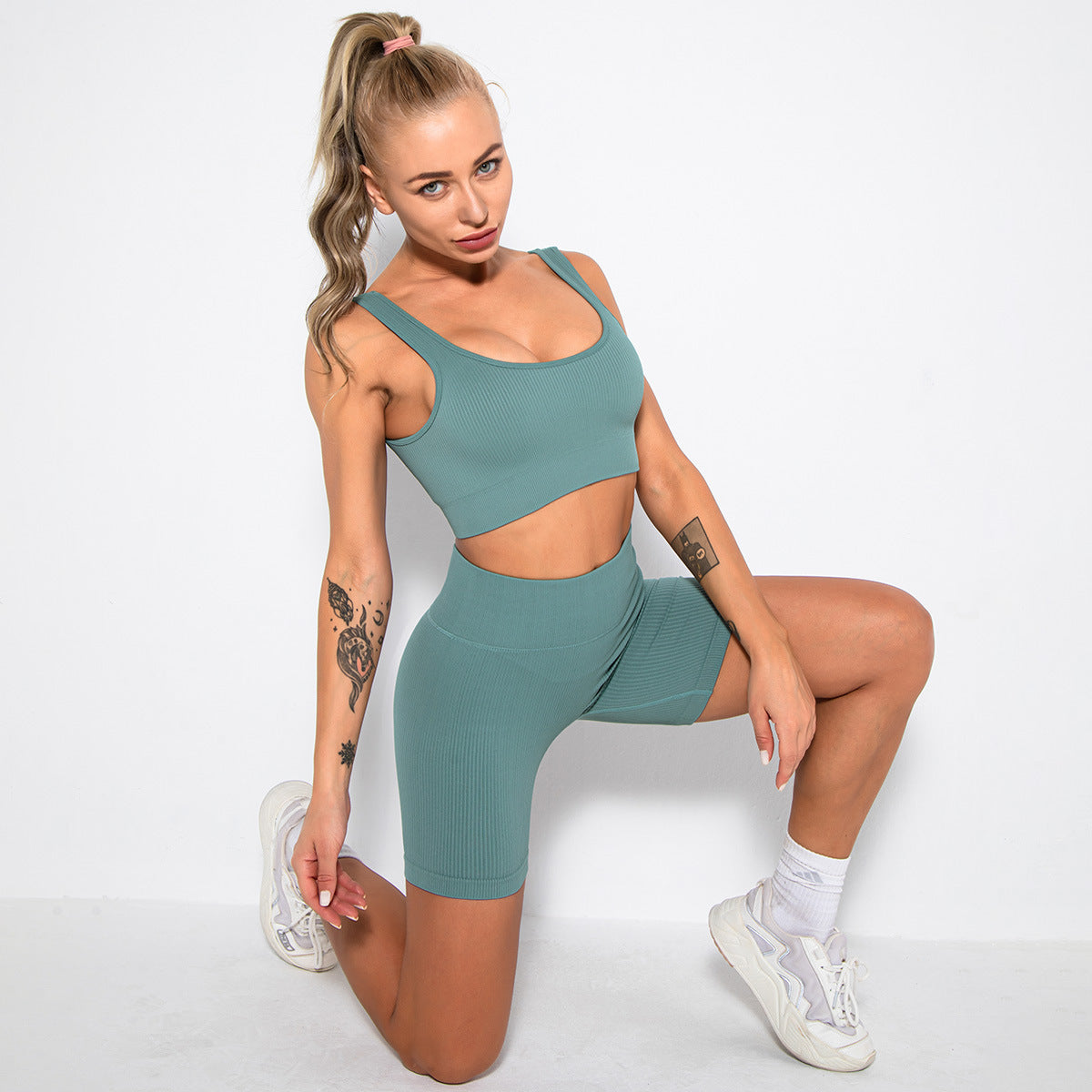 2PCS Women Yoga Set Gym Set Sexy Bra Seamless Sports Shorts Workout Running Clothing Gym Wear Athletic Sport Suit