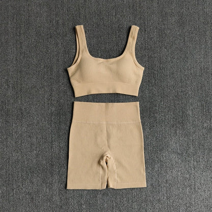 2PCS Women Yoga Set Gym Set Sexy Bra Seamless Sports Shorts Workout Running Clothing Gym Wear Athletic Sport Suit