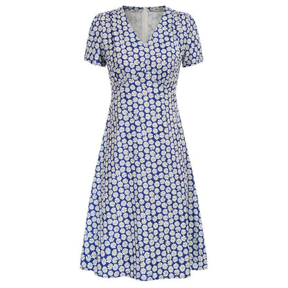 Grace Karin Casual Dresses Summer Women V-Neck Dress Short Sleeve A-Line Leopard/Daisy Pattern Beach Holiday Fashion Floral Lady