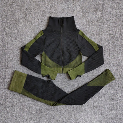 Women Fitness Sport Yoga Suit Seamless Women Yoga Sets Long Sleeve Clothing Female Sport Gym Suits Wear Running Clothes