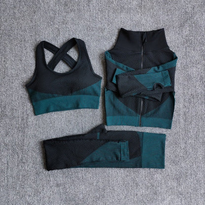 Women Fitness Sport Yoga Suit Seamless Women Yoga Sets Long Sleeve Clothing Female Sport Gym Suits Wear Running Clothes