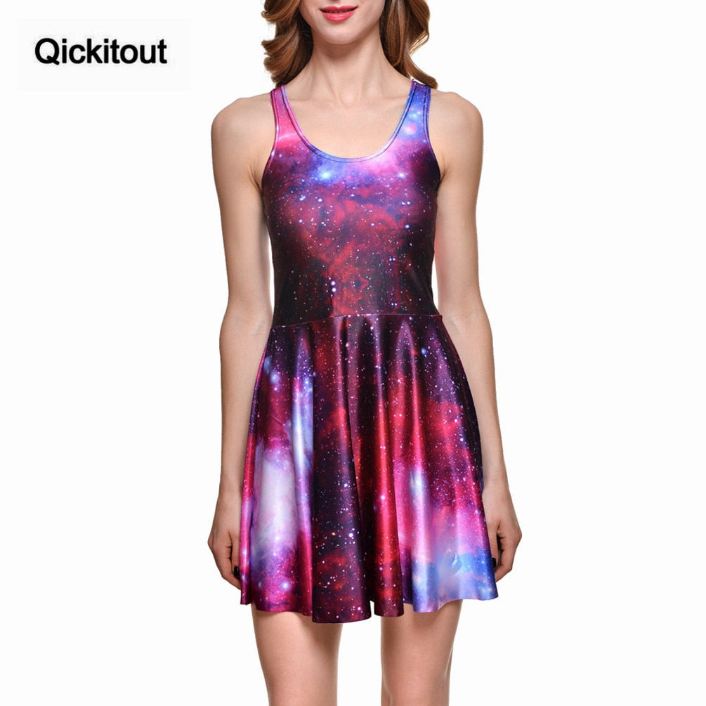 Women Clothes Cartoon Female Dresses Tweet PURPLE REVERSIBLE SKATER DRESS Pleated Drop Shipping