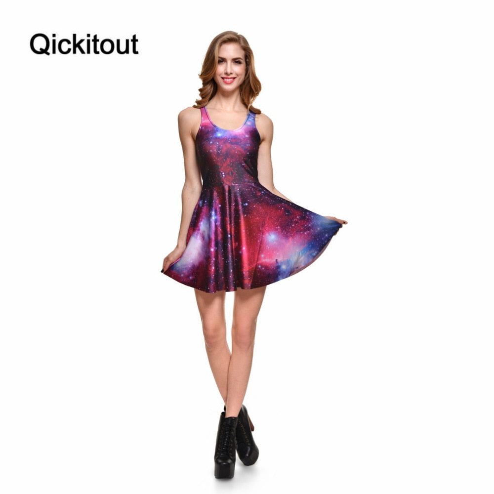 Women Clothes Cartoon Female Dresses Tweet PURPLE REVERSIBLE SKATER DRESS Pleated Drop Shipping