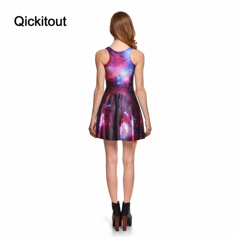 Women Clothes Cartoon Female Dresses Tweet PURPLE REVERSIBLE SKATER DRESS Pleated Drop Shipping