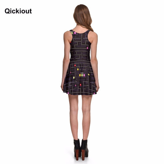 Fashion Women Casual Work Dresses Fit and Flare Digital Printing Muzman SKATER DRESS Vestidos