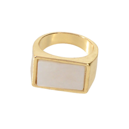 Textured Jewellery Square White Punk Gold Finger Ring Fashion Women Accessories