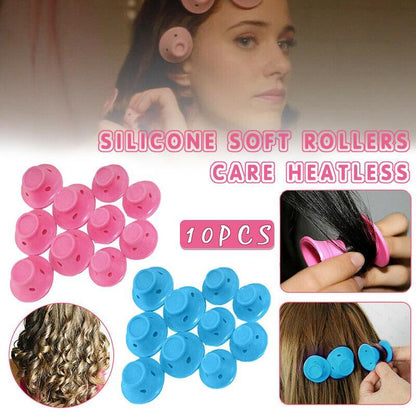 10Pcs DIY Magic Silicone Hair Curlers No-Heat Soft Rollers