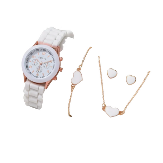 Womens Watch Jewelry Bracelet Ring Set (WT-AX)