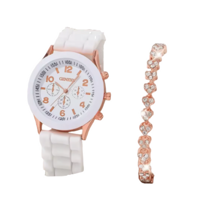 NNEOBA Womens Watch Jewelry Bracelet Ring Set (WT-SL)