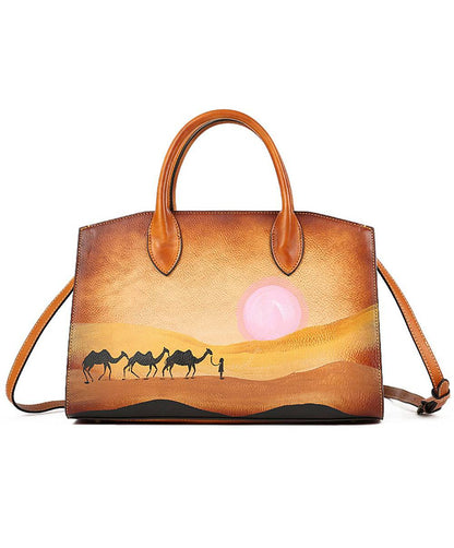 Womens Vintage Leather Top Handle Satchel Bags